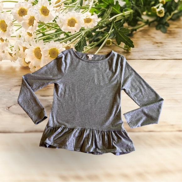 J. Crew basic long sleeve peplum tee gray Size S big cotton lightweight - Picture 4 of 16